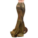 Gold Dragon Scale High Waist Mermaid Skirt with Puddle Train - Coquetry Clothing
