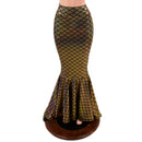 Gold Dragon Scale High Waist Mermaid Skirt with Puddle Train - Coquetry Clothing