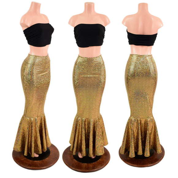 Gold Fish Scale High Waist Mermaid Skirt - Coquetry Clothing