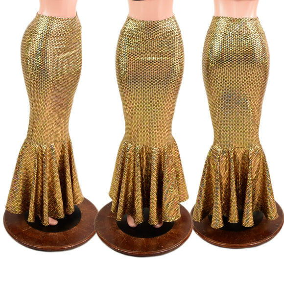 Gold Fish Scale High Waist Mermaid Skirt - Coquetry Clothing