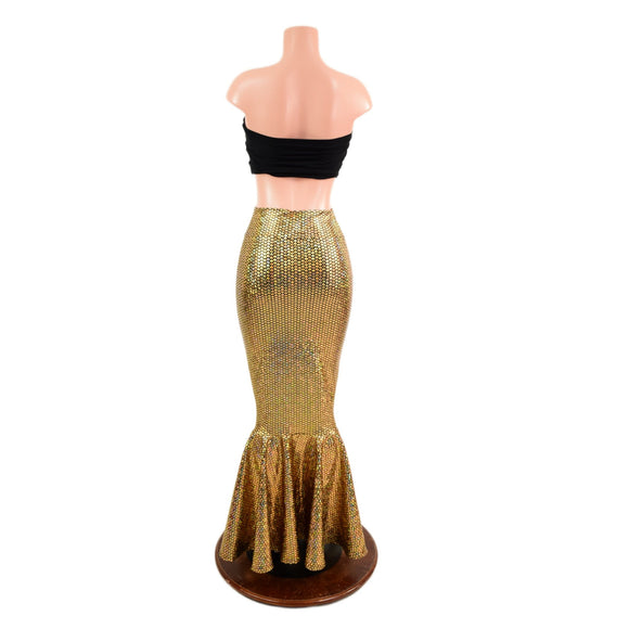 Gold Fish Scale High Waist Mermaid Skirt - Coquetry Clothing