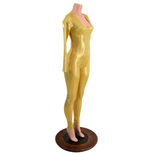 Gold Holographic Long Sleeve Catsuit - Coquetry Clothing