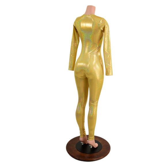 Gold Holographic Long Sleeve Catsuit - Coquetry Clothing
