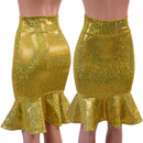 Gold Kaleidoscope Ruffled Wiggle Skirt - Coquetry Clothing