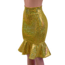 Gold Kaleidoscope Ruffled Wiggle Skirt - Coquetry Clothing
