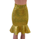 Gold Kaleidoscope Ruffled Wiggle Skirt - Coquetry Clothing