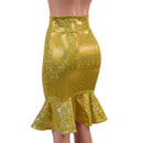 Gold Kaleidoscope Ruffled Wiggle Skirt - Coquetry Clothing