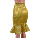 Gold Kaleidoscope Ruffled Wiggle Skirt - Coquetry Clothing