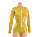 Gold Kaleidoscope Stella Romper with Long Sleeves & Boy Cut Leg - Coquetry Clothing