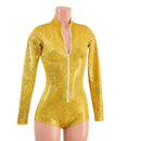 Gold Kaleidoscope Stella Romper with Long Sleeves & Boy Cut Leg - Coquetry Clothing