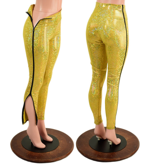 Gold Kaleidoscope Zip Away High Waist Leggings - Coquetry Clothing