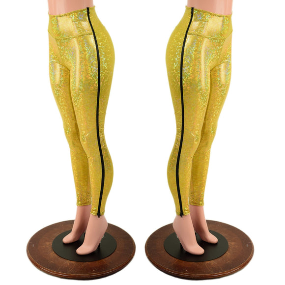 Gold Kaleidoscope Zip Away High Waist Leggings - Coquetry Clothing