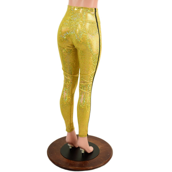 Gold Kaleidoscope Zip Away High Waist Leggings - Coquetry Clothing