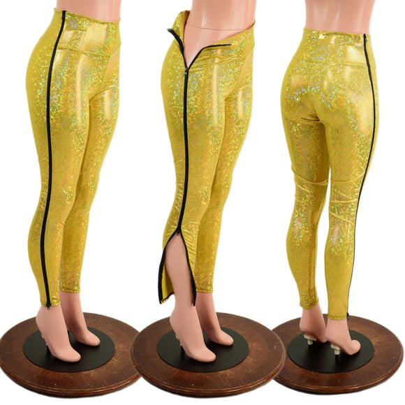 Gold Kaleidoscope Zip Away High Waist Leggings - Coquetry Clothing