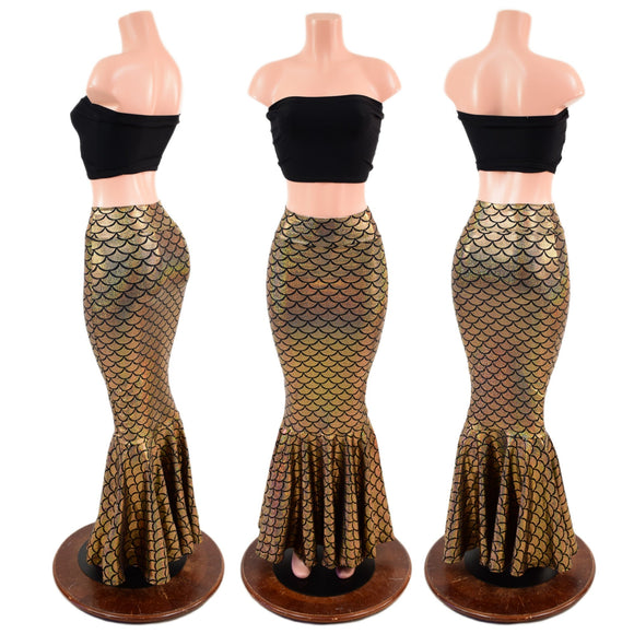 Gold Mermaid High Waist Skirt - Coquetry Clothing