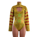 Gold, Red and Green Klown Romper with Brazilian Cut Leg - Coquetry Clothing