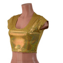 Gold Sparkly Jewel Cap Sleeve Crop Top - Coquetry Clothing