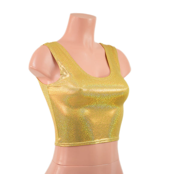 Gold Sparkly Jewel Crop Tank Top - Coquetry Clothing