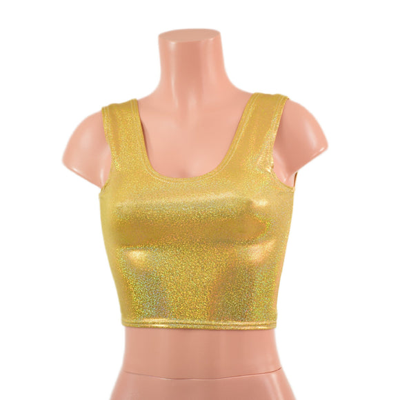 Gold Sparkly Jewel Crop Tank Top - Coquetry Clothing