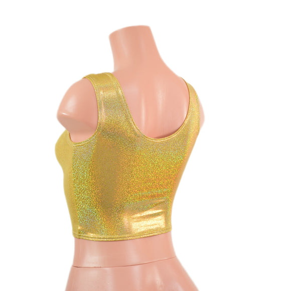 Gold Sparkly Jewel Crop Tank Top - Coquetry Clothing