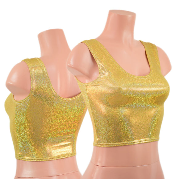 Gold Sparkly Jewel Crop Tank Top - Coquetry Clothing