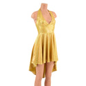 Gold Sparkly Jewel Hi Lo Halter Skater Dress - 3