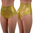 Gold Sparkly Jewel High Waist Siren Shorts - Coquetry Clothing