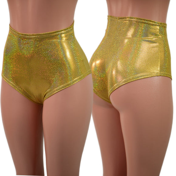 Gold Sparkly Jewel High Waist Siren Shorts - Coquetry Clothing