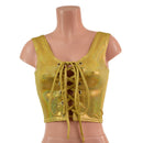 Gold Sparkly Jewel Laceup Crop Tank - Coquetry Clothing