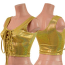 Gold Sparkly Jewel Laceup Crop Tank - Coquetry Clothing