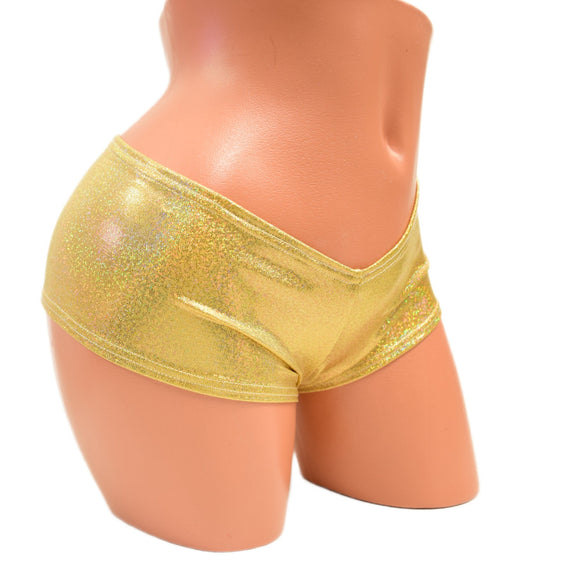 Gold Sparkly Jewel Ultra Cheeky Booty Shorts - Coquetry Clothing