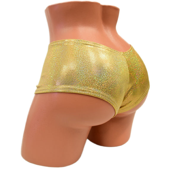 Gold Sparkly Jewel Ultra Cheeky Booty Shorts - Coquetry Clothing