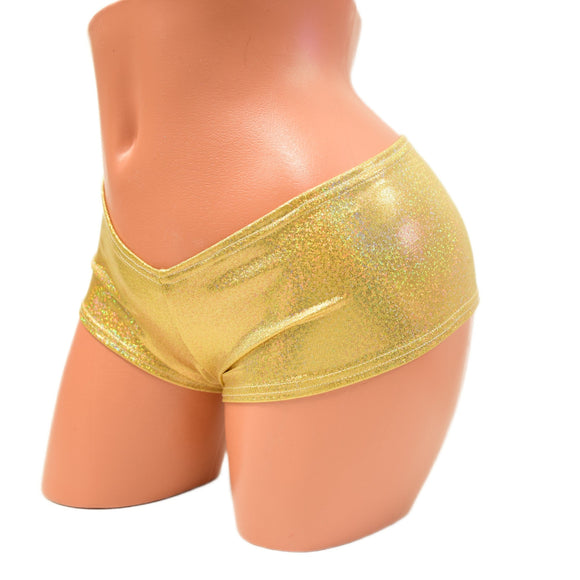 Gold Sparkly Jewel Ultra Cheeky Booty Shorts - Coquetry Clothing