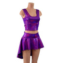 Grape Holographic 3PC Rave Skirt, Shorts & Top Set - Coquetry Clothing