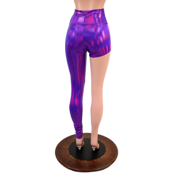 Grape Holographic Asymmetrical One Leg Leggings - Coquetry Clothing