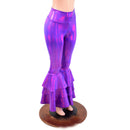 Grape Holographic High Waist Triple Tier Bell Bottom Flares - Coquetry Clothing
