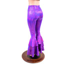 Grape Holographic High Waist Triple Tier Bell Bottom Flares - Coquetry Clothing