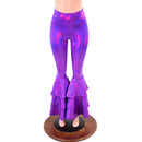 Grape Holographic High Waist Triple Tier Bell Bottom Flares - Coquetry Clothing
