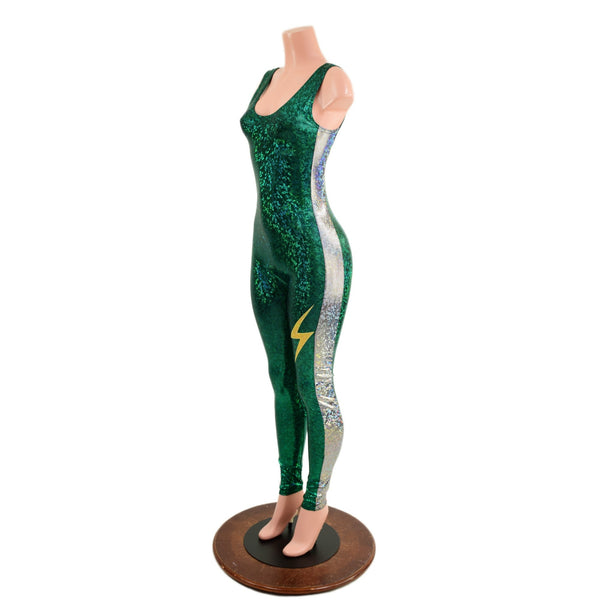 Green and Silver Catsuit with Thigh Bolt - 6