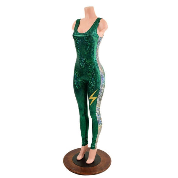 Green and Silver Catsuit with Thigh Bolt - 5