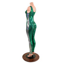 Green and Silver Catsuit with Thigh Bolt - Coquetry Clothing