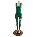 Green and Silver Catsuit with Thigh Bolt - Coquetry Clothing