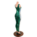 Green and Silver Catsuit with Thigh Bolt - Coquetry Clothing