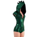 Green & Black Zipper Front Dragon Romper - Coquetry Clothing