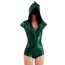 Green & Black Zipper Front Dragon Romper - Coquetry Clothing