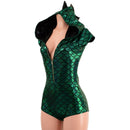 Green & Black Zipper Front Dragon Romper - Coquetry Clothing