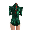 Green Dragon Hoodie Romper with Sharp Shoulder Half Sleeves - Coquetry Clothing