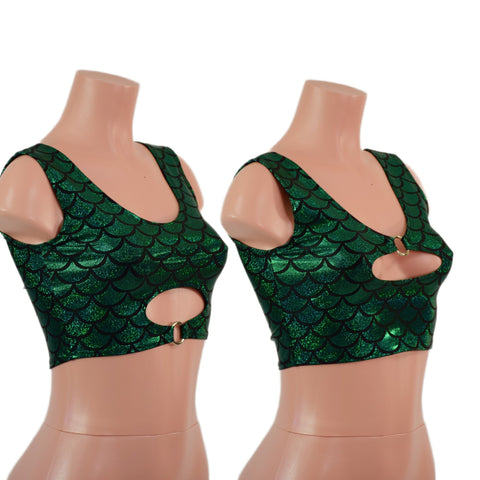 Green Dragon Scale High Or Low Reversible Cutout Oring Mini Crop - Coquetry Clothing