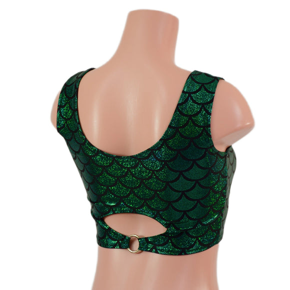 Green Dragon Scale High Or Low Reversible Cutout Oring Mini Crop - Coquetry Clothing