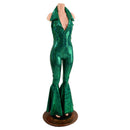 Green Kaleidoscope Bell Bottom Catsuit with PLUNGING Showtime Collar - Coquetry Clothing